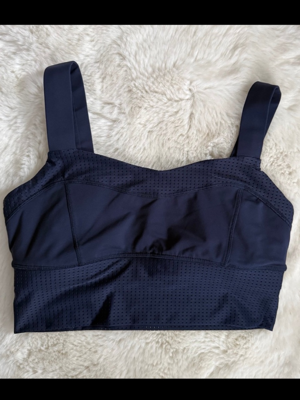Lululemon Var-City Varsity Long Line Bra in Deep Navy Luxtreme Mesh Size 10